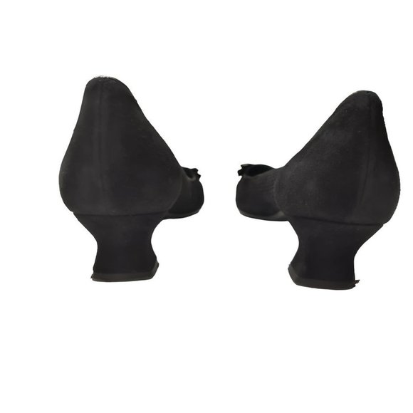 Stuart Weitzman Women Kitten Heel Pump Black suede Squared Toe 8.5M‎ - Picture 5 of 14